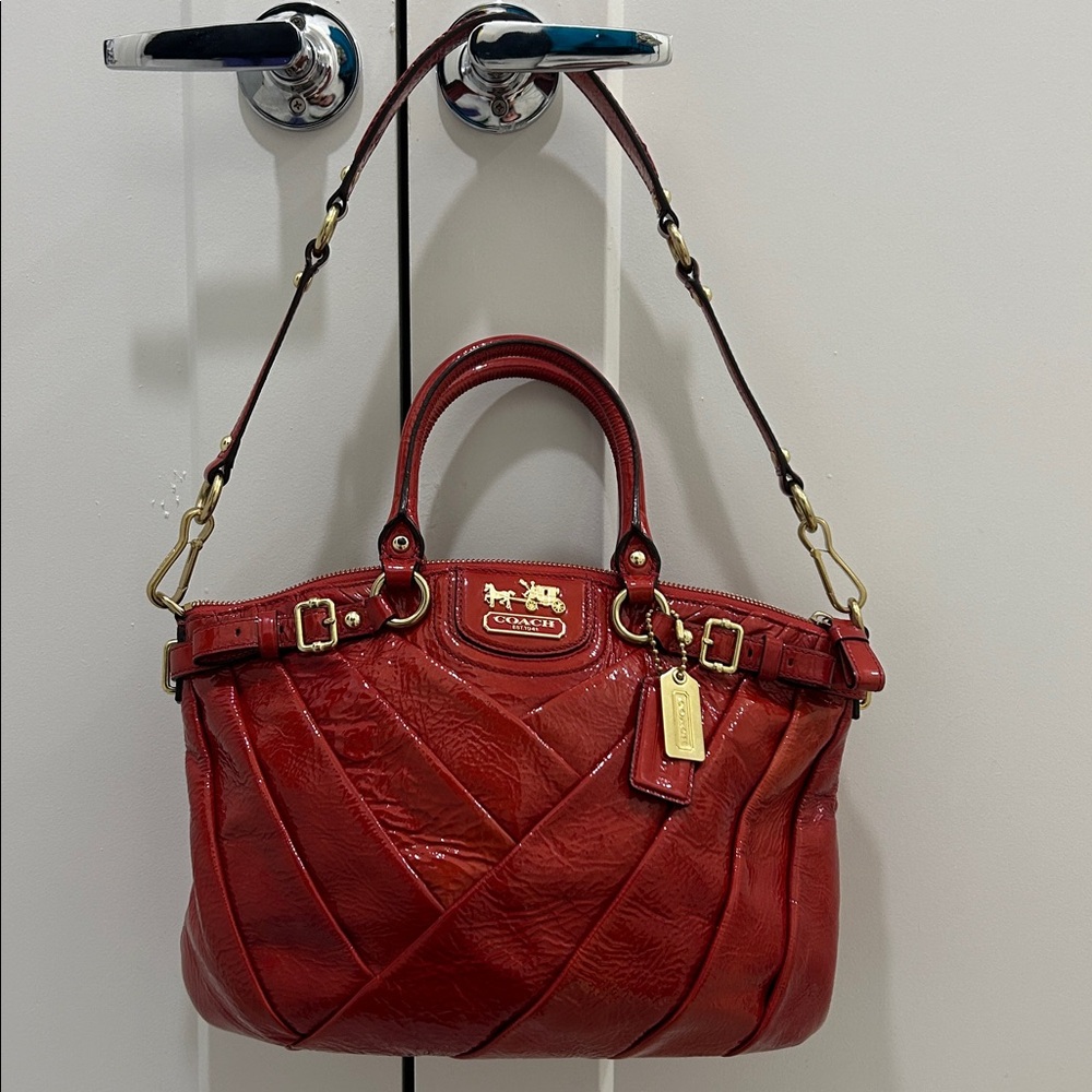 Coach Madison Diagonal Pleated Leather Sophia Satchel - Picture 5 of 16